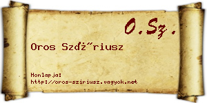 Oros Szíriusz névjegykártya